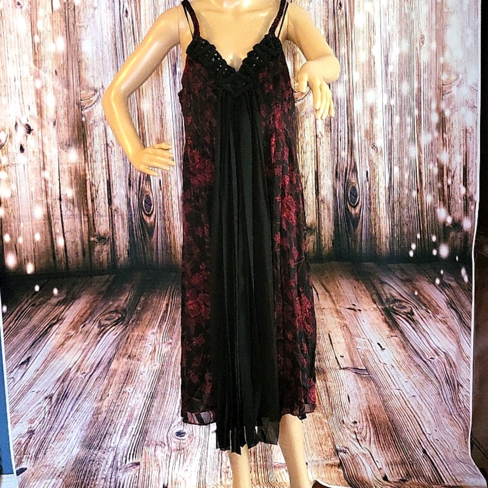 Chelsea & Theodore Floral Macrame Silk Dress Size 14